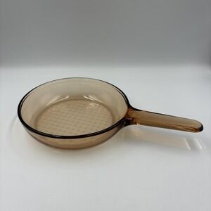 Visions Brown Glass Frying Pan 7 In Skillet Long Handle Corning‎ France Cookware